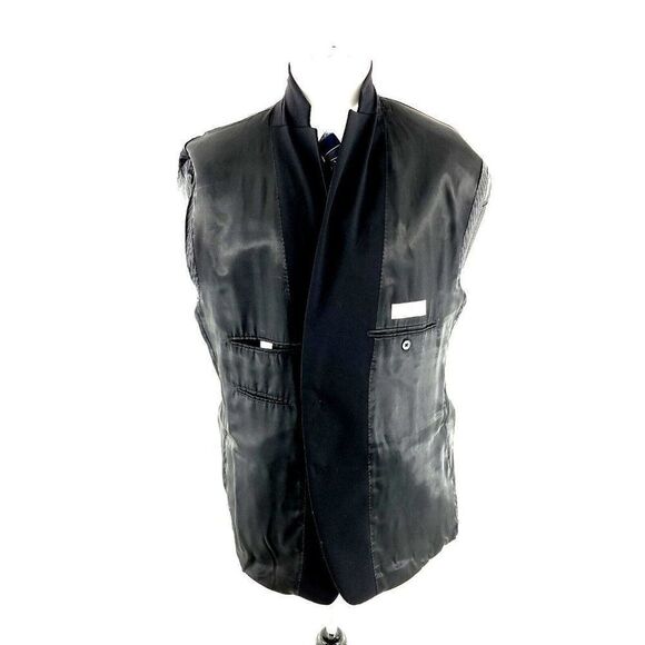 Calvin Klein Wool 2 Button Blazer 42R Black Tagged 46R Has Been Tailored From Or - Picture 9 of 10